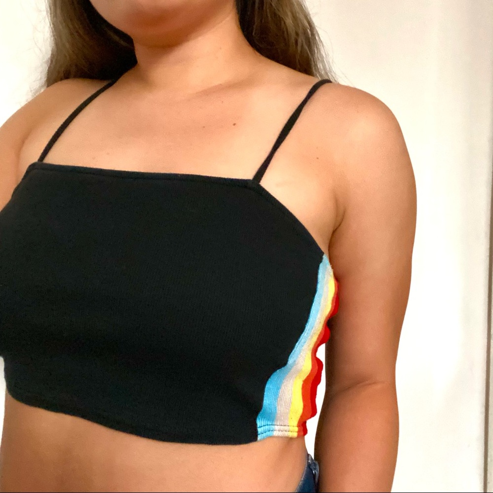 rainbow spaghetti strap crop top